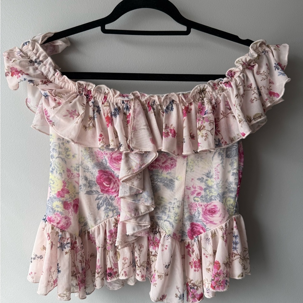 NWT Anthropologie off the shoulder floral mesh top size M medium Sold Out